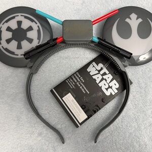 Disney Star Wars Light-Up Ear Headband in Gray with Red & Blue Light Sabers NWT